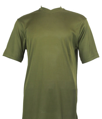 Log In Short Sleeve V Neck Men's T-Shirt - Solid Pattern Olive #219