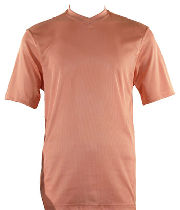 Log In Short Sleeve V Neck Men's T-Shirt - Solid Pattern Peach #219