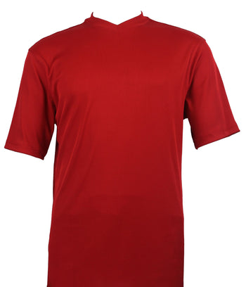 Log In Short Sleeve V Neck Men's T-Shirt - Solid Pattern Red #219