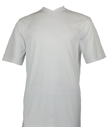 Log In Short Sleeve V Neck Men's T-Shirt - Solid Pattern White #219