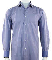 Cado Long Sleeve Button Down Men's Fashion Shirt - Plaid Pattern Blue #248