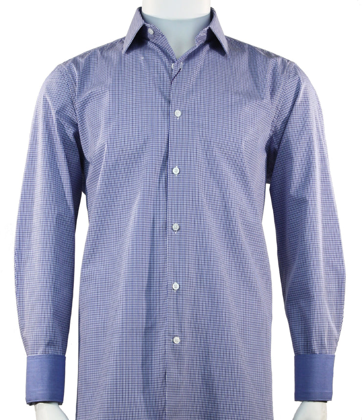 Cado Long Sleeve Button Down Men's Fashion Shirt - Plaid Pattern Blue #248