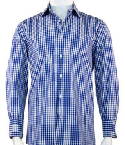 Cado Long Sleeve Button Down Men's Fashion Shirt - Plaid Pattern Blue #251