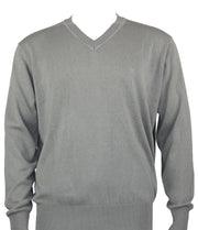 Bassiri V Neck Men's Sweater - Solid Pattern Ash #627