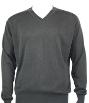 Bassiri V Neck Men's Sweater - Solid Pattern Smoke #627