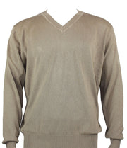 Bassiri V Neck Men's Sweater - Solid Pattern Wheat #627