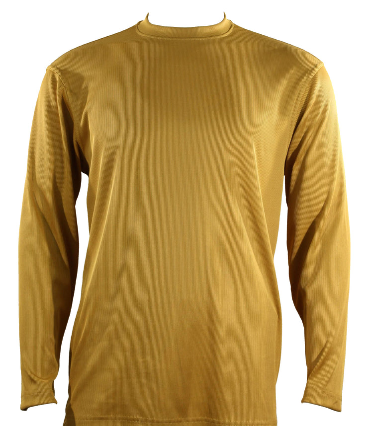 Log In Long Sleeve Mock Neck Men's T-Shirt - Solid Pattern Gold #628