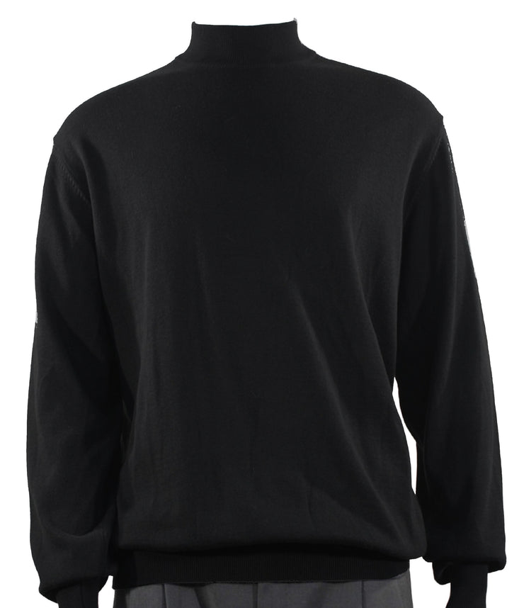 Bassiri Mock Neck Men's Sweater - Solid Pattern Black #630
