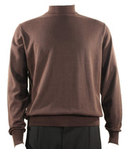 Bassiri Mock Neck Men's Sweater - Solid Pattern Brown #630