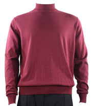 Bassiri Mock Neck Men's Sweater - Solid Pattern Burgundy #630