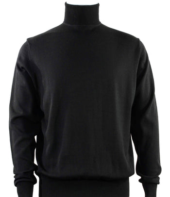 Bassiri Turtle Neck Men's Sweater - Solid Pattern Black #631