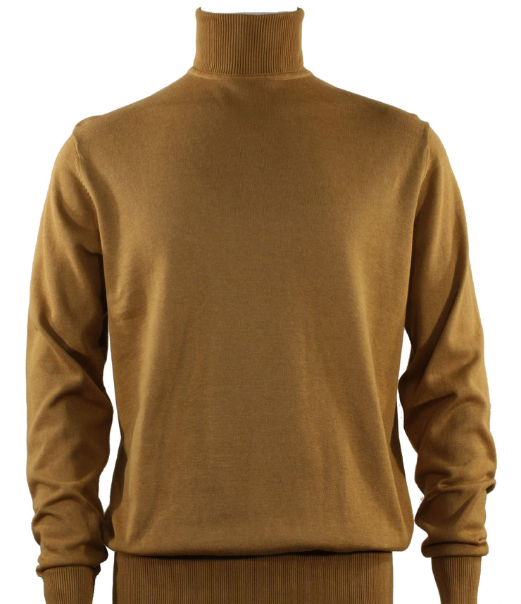 Bassiri Turtle Neck Men's Sweater - Solid Pattern Gold #631