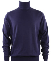 Bassiri Turtle Neck Men's Sweater - Solid Pattern Navy #631
