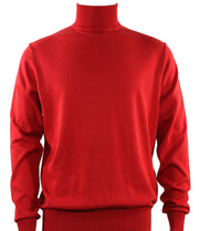 Bassiri Turtle Neck Men's Sweater - Solid Pattern Red #631