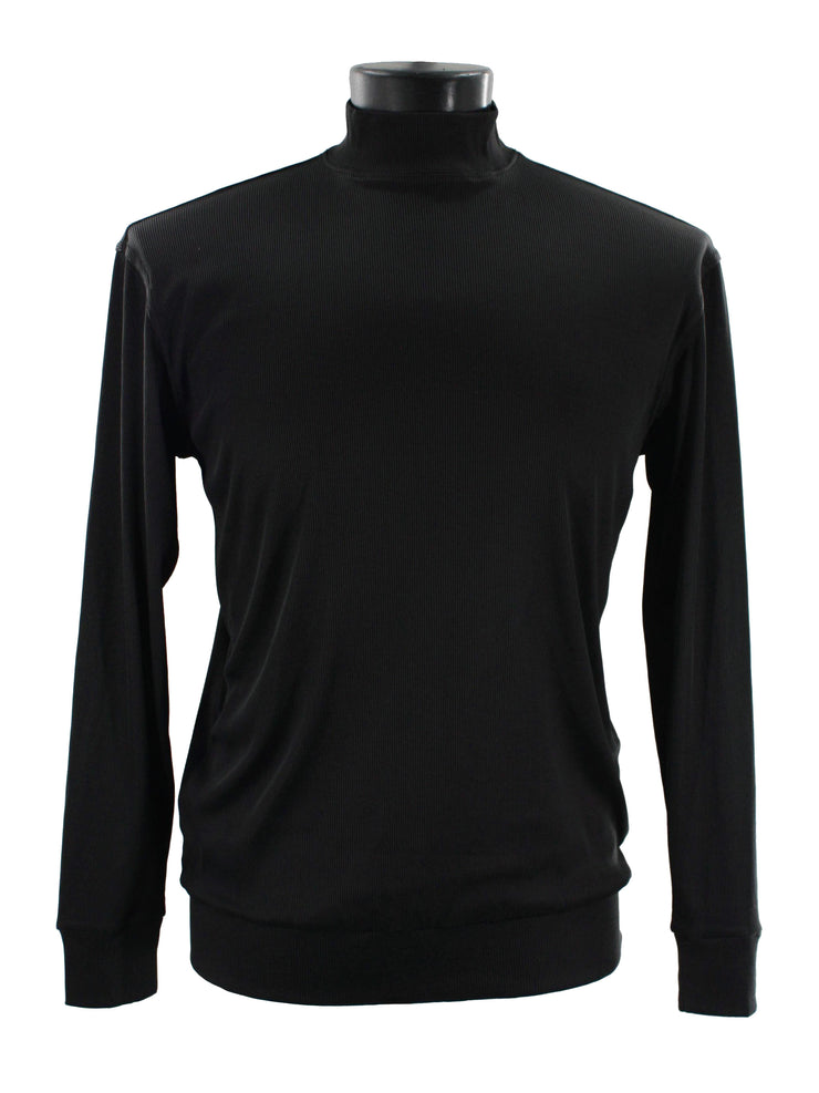 Log In Long Sleeve High Neck Men's T-Shirt - Solid Pattern Black #632