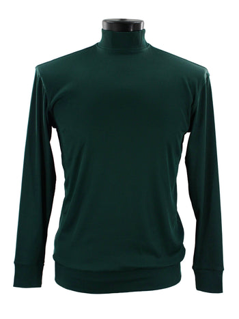 Log In Long Sleeve High Neck Men's T-Shirt - Solid Pattern Emerald Green #632