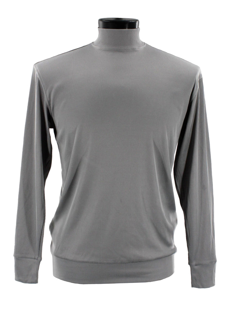 Log In Long Sleeve High Neck Men's T-Shirt - Solid Pattern Grey #632