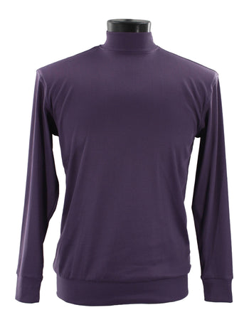 Log In Long Sleeve High Neck Men's T-Shirt - Solid Pattern Purple #632