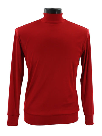 Log In Long Sleeve High Neck Men's T-Shirt - Solid Pattern Red #632