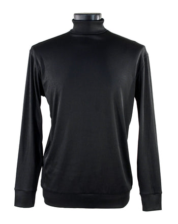 Log In Long Sleeve Turtle Neck Men's T-Shirt - Solid Pattern Black #633