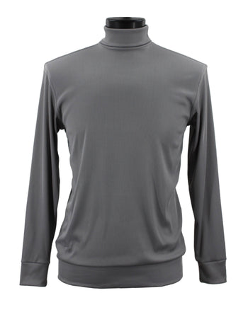 Log In Long Sleeve Turtle Neck Men's T-Shirt - Solid Pattern Grey #633