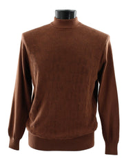 Bassiri Mock Neck Men's Sweater - Overall Pattern Brown #638