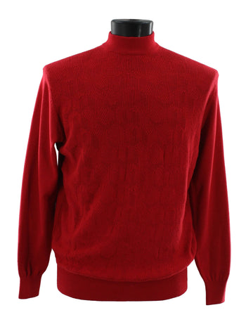 Bassiri Mock Neck Men's Sweater - Overall Pattern Red #638