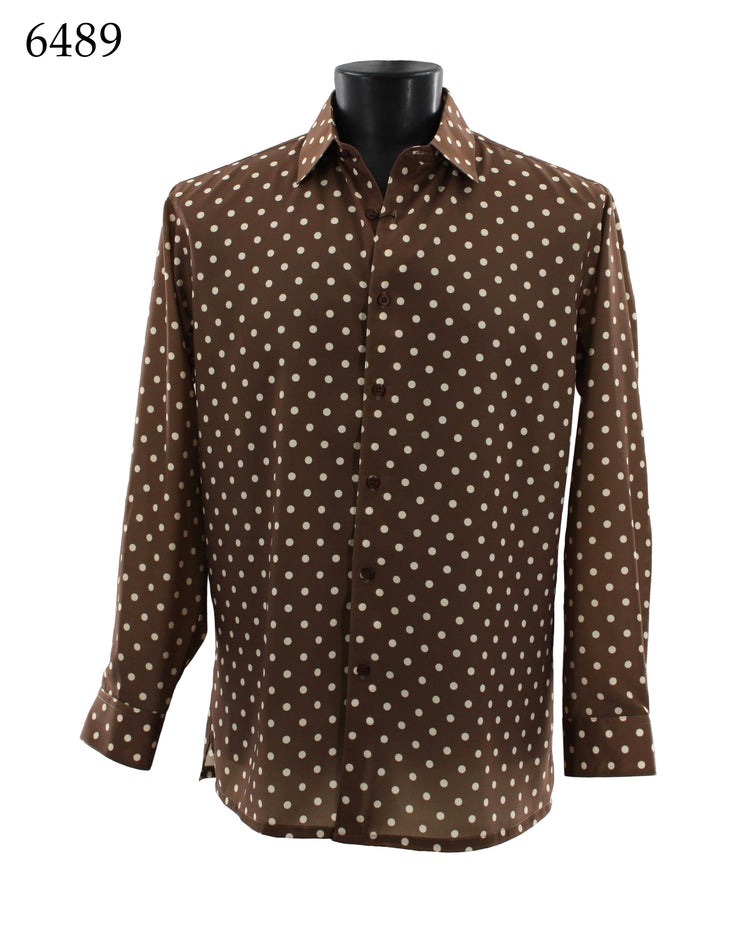polka dot mens dress shirt DESIGNER Mens Polka Dot Dress Shirt White and Black. Size M. 16.5/35.25" Cotton