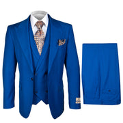 Rossi Man 3 Piece Men's Suit Solid Pattern Royal Blue - Eli RM110