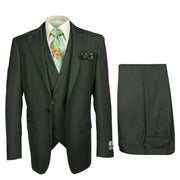 Rossi Man 3 Piece Men's Suit Solid Pattern Dark Green - Eli RM117