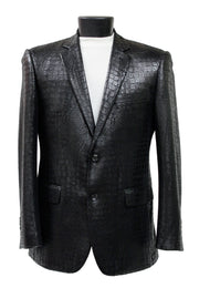 Bassiri Two Button Single Breasted Men's Blazer - Crocodile Pattern Black #J 1041