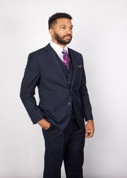 Rossi Man 3 Piece Men's Suit Solid Pattern Navy - Cyrus RM116