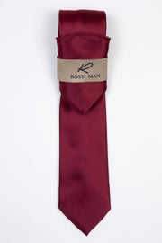 Rossi Man Men's Ties With Pocket Round Solid Pattern Burgundy - RMR665-12