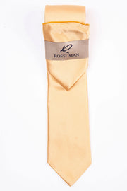Rossi Man Men's Ties With Pocket Round Solid Pattern Gold - RMR665-11
