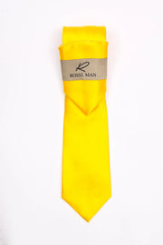 Rossi Man Men's Ties With Pocket Round Solid Pattern Yellow - RMR665-1
