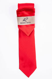 Rossi Man Men's Ties With Pocket Round Solid Pattern Red - RMR665-3