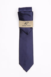 Rossi Man Men's Ties With Pocket Round Solid Pattern Navy - RMR665-5
