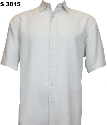 Sangi Short Sleeve Button Down Tone on Tone Men's Shirt - Multi Stripe Pattern White #S 3815